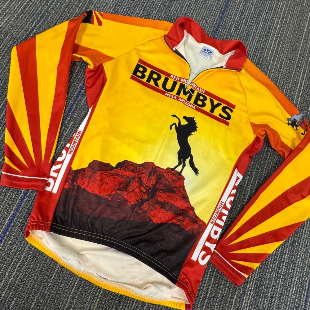 Voler Cycling Jersey Mens Large Yellow Red Excellent Long Sleeve Arizona Brumby